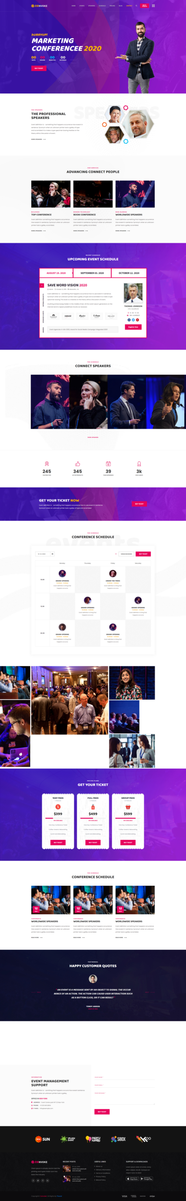 html活动页面设计，紫色大气会议展览网页设计模板