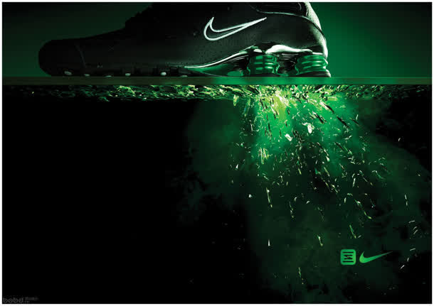 绿色耐克运动鞋海报背景设计