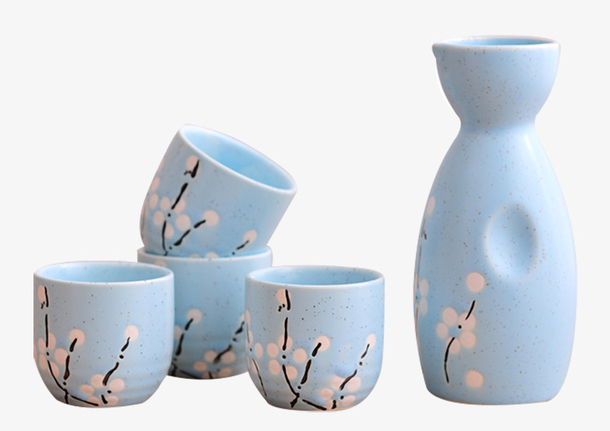 日本蓝色陶瓷酒杯套装