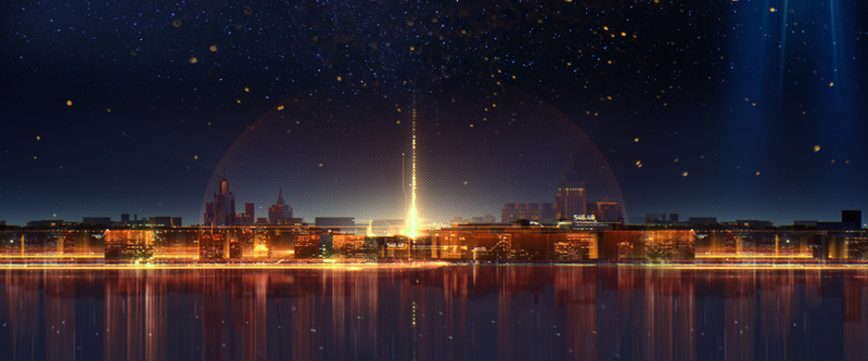 城市炫彩光效夜景淘宝海报背景
