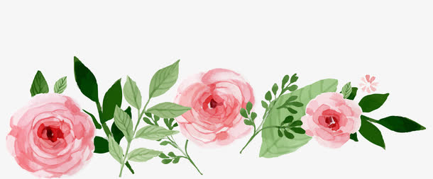 手绘粉色玫瑰装饰素材