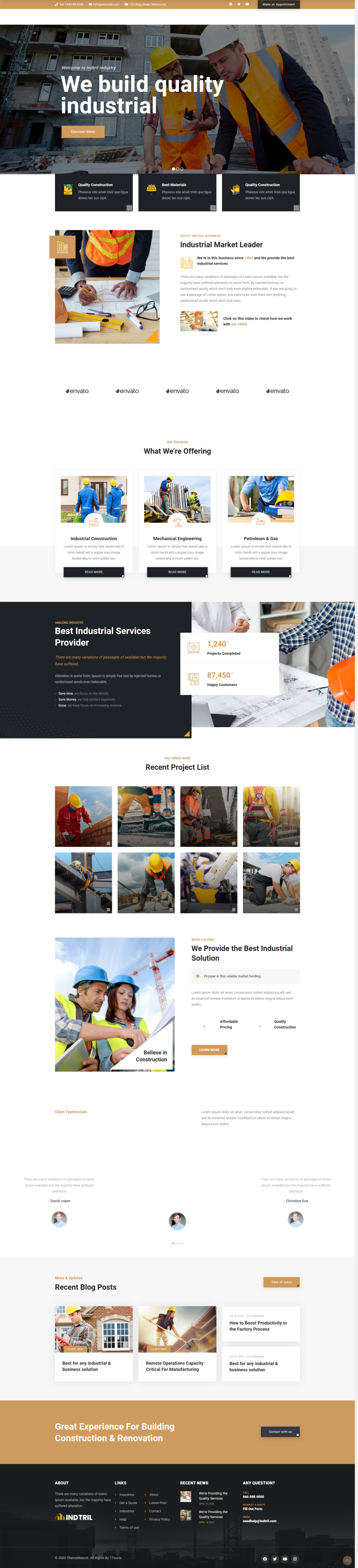 建筑工程公司的网站设计，黄色建筑工程公司网站模板