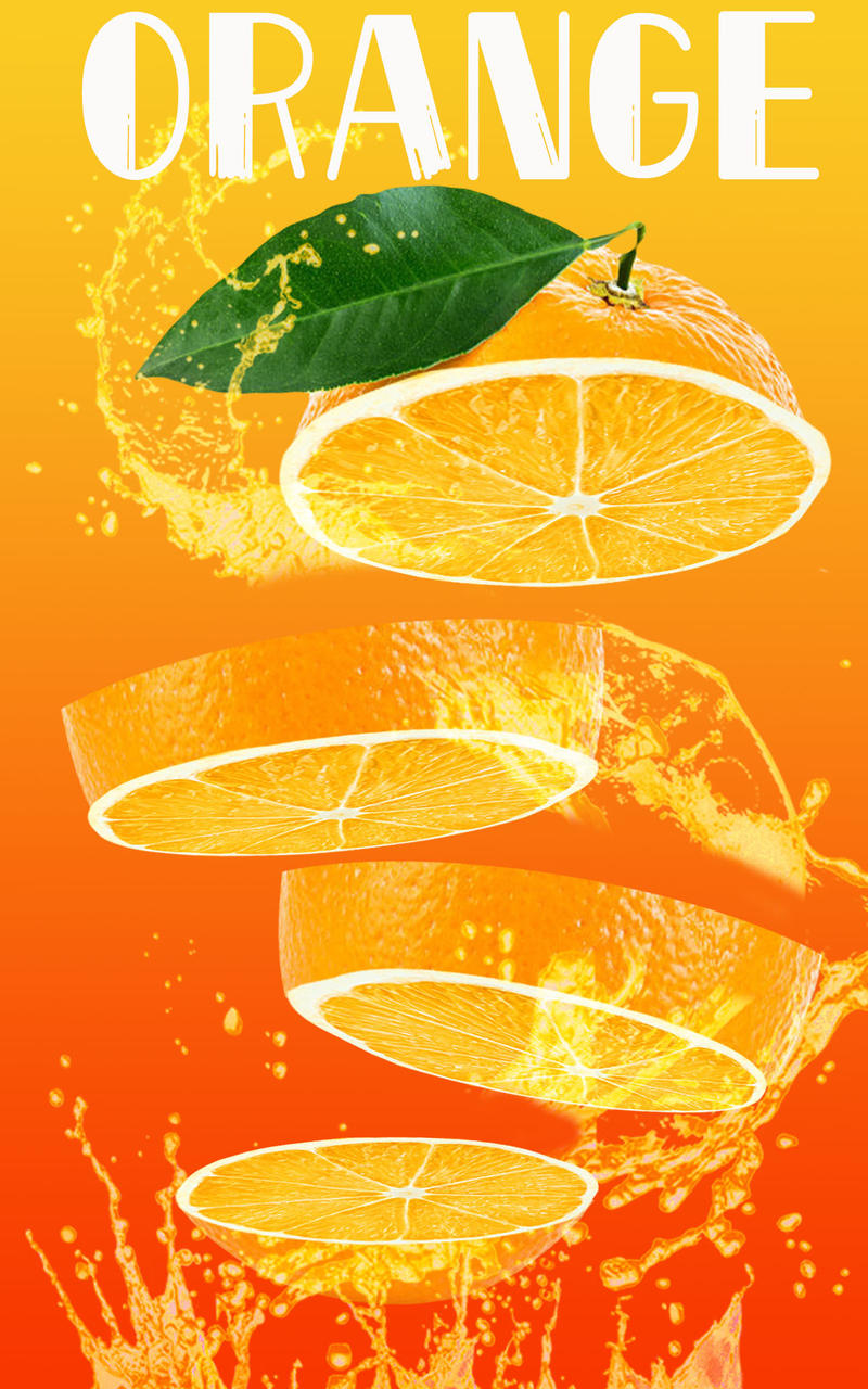 水果橙子切片水花海报