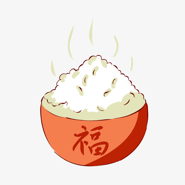 冬季热气腾腾的简笔画小清新美食热米饭