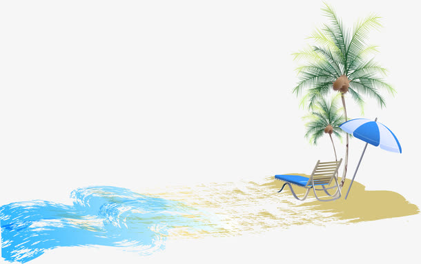 夏季海滩椰树海边惬意