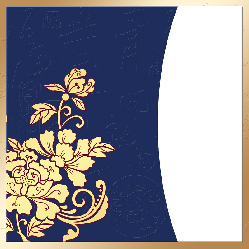 中国风蓝色牡丹花元素背景素材