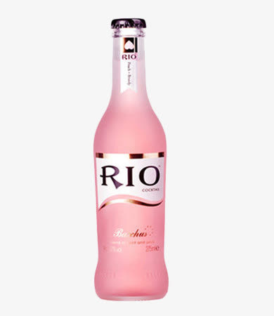 RIO粉色瓶装鸡尾酒PNG透明图，精美装饰元素，设计素材免费下载