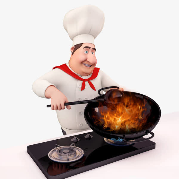 大火炒菜的厨师
