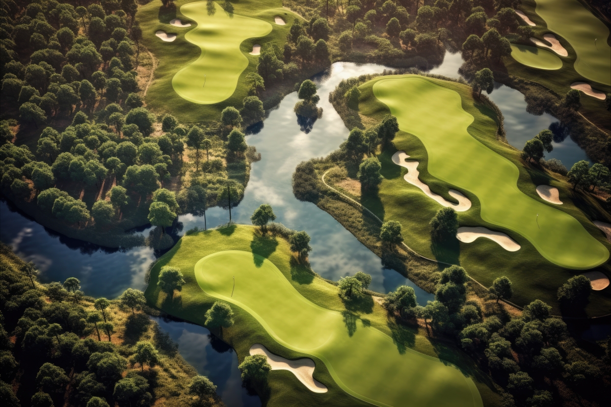高尔夫球场 河流风景 5k壁纸