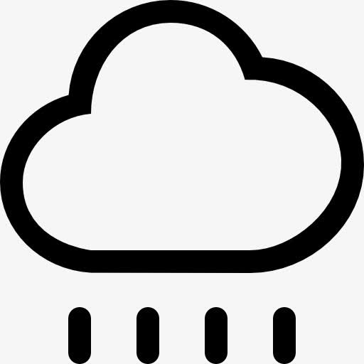 下雨的天气云大纲符号随着雨滴线图标