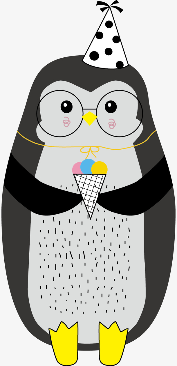 可爱冰激凌带礼帽企鹅