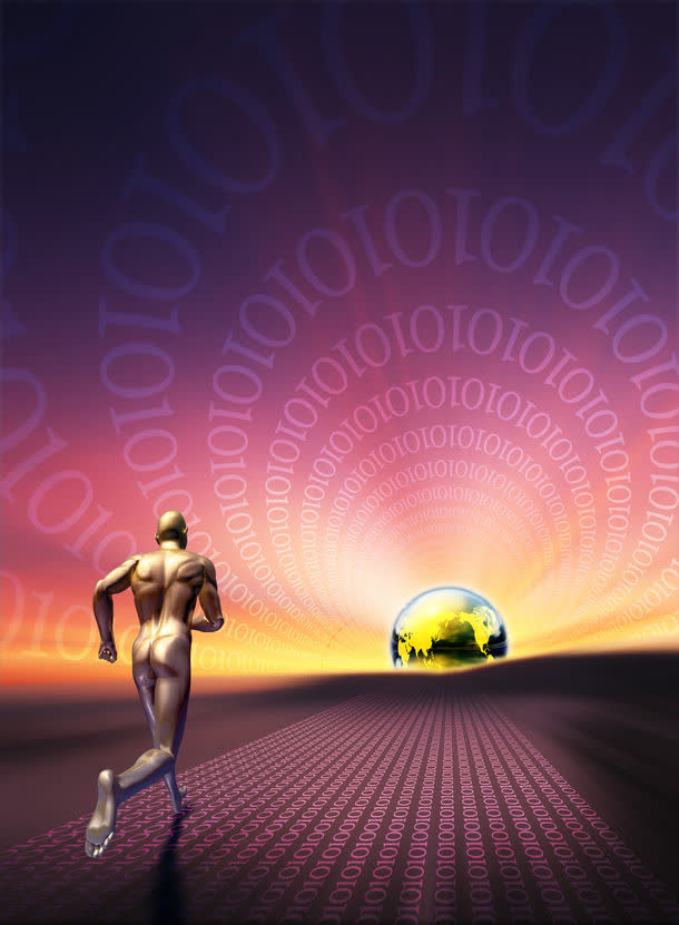 奔跑的人体创意科技海报背景高清