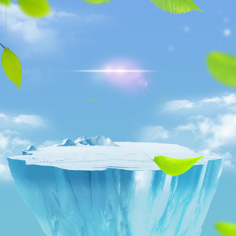 蓝色冰山夏日空调PSD分层主图背景素材