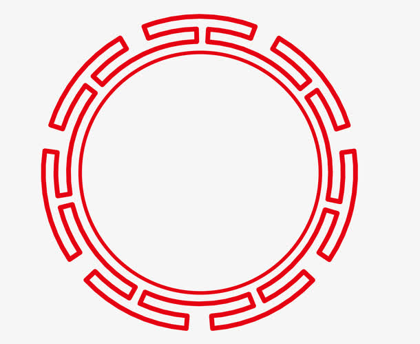 矢量中国红圆形边框PNG图片