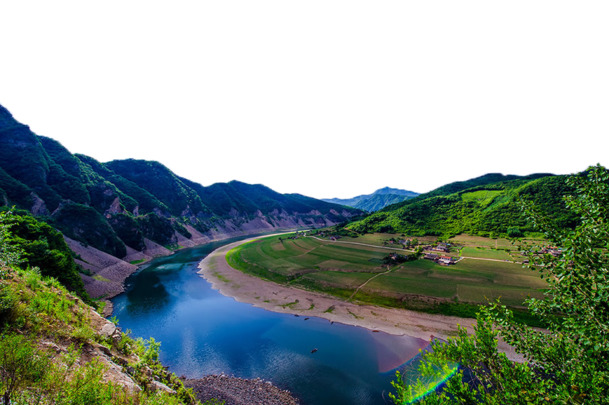 高清弯弯河流PNG透明背景，摄影风景图片素材下载