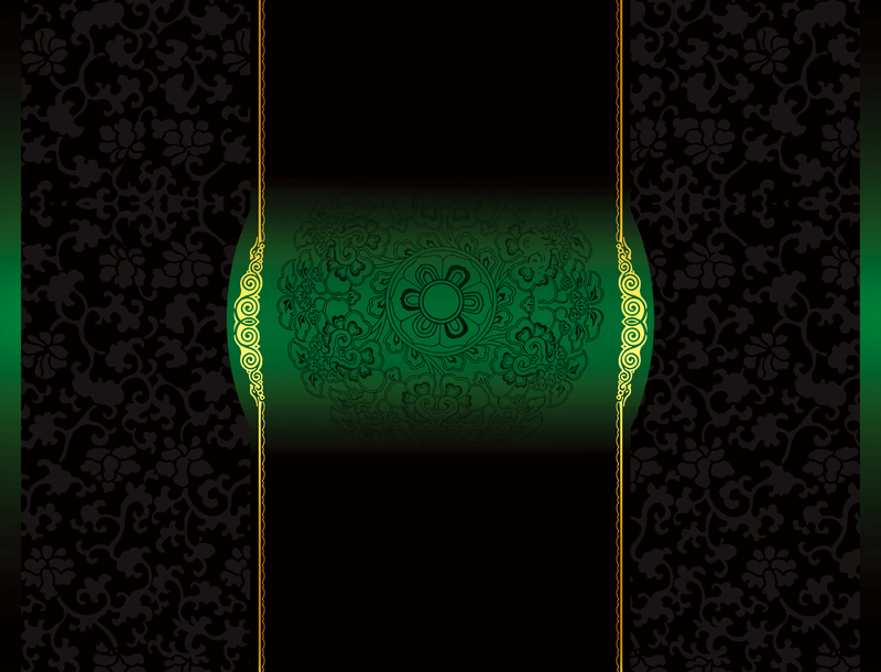 绿色复古花纹质感海报背景模板