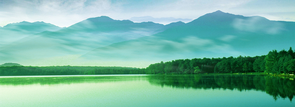 烟雨山水清新背景，高清PNG透明图片，旅游海报设计素材下载