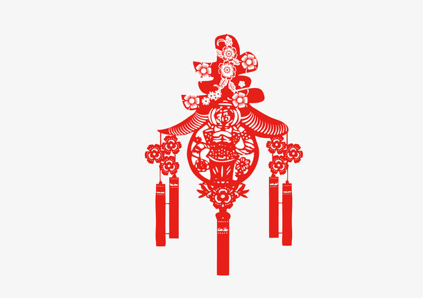 中国风红色春节剪纸设计元素