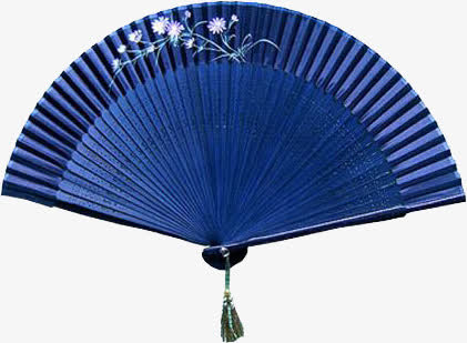 蓝色中国风纸扇子