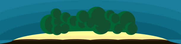 手绘卡通绿色树林天空