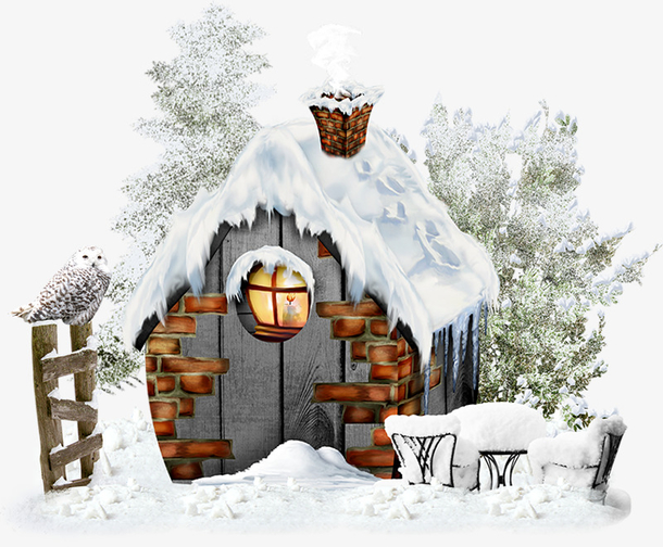 梦幻冬天下雪的屋子
