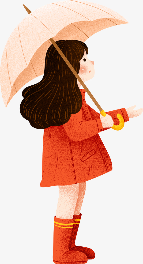 撑着伞的小女孩