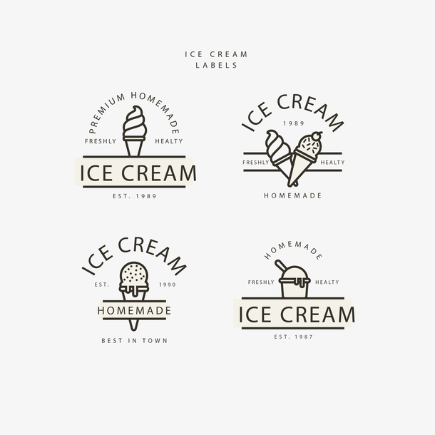 矢量黑色线条冰淇淋标识