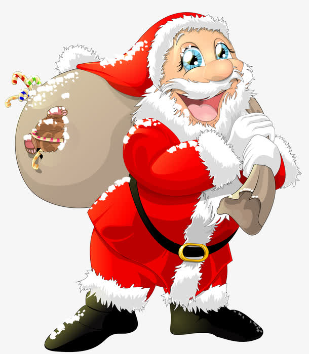 卡通圣诞老人PNG透明图，高清节日素材，一键下载设计灵感！