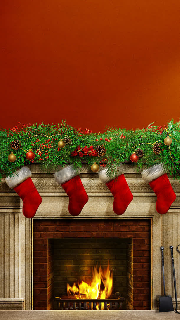 圣诞袜子和壁炉
