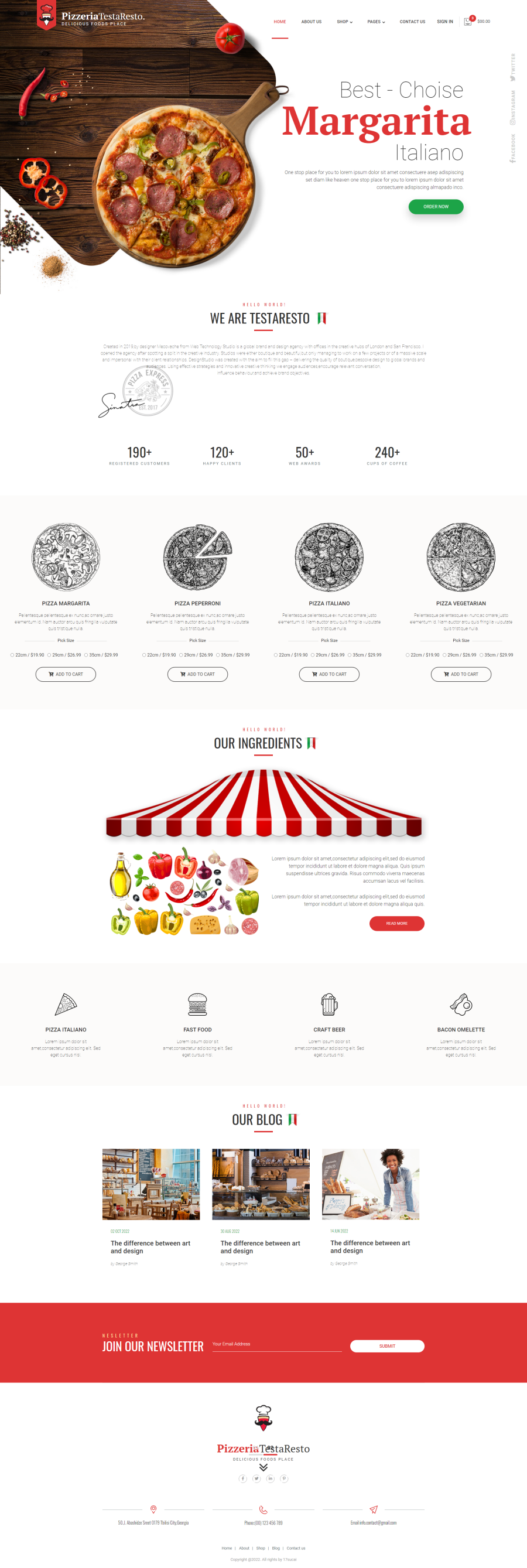 披萨店网页设计，html餐厅网页代码模板