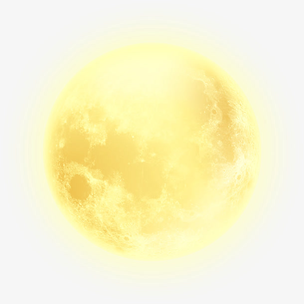 手绘模糊的的黄色月亮