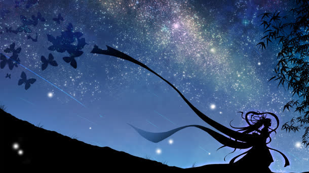 夜空星河仙女动漫海报背景