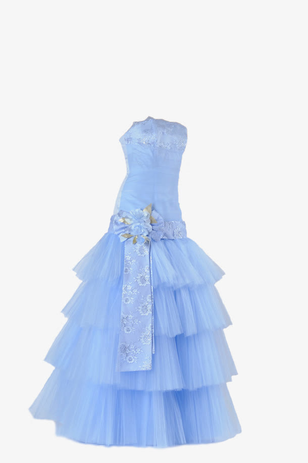 蓝色婚纱长裙