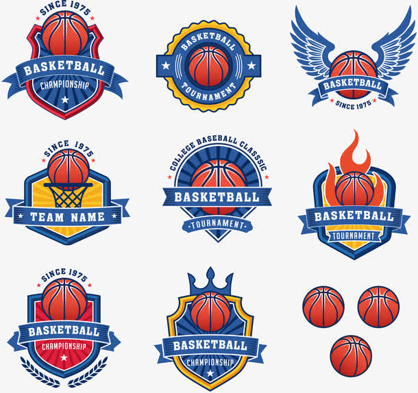 蓝色篮球队徽logo矢量素材