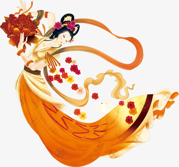 中秋节手绘古典美女