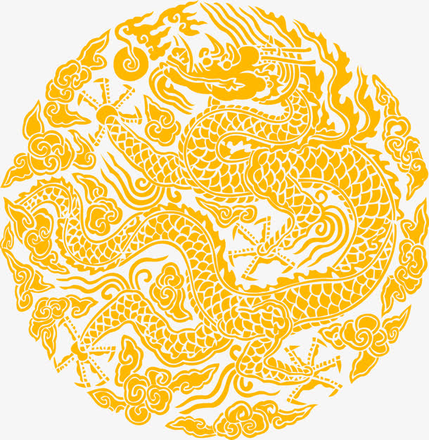 中秋节黄色龙纹花纹
