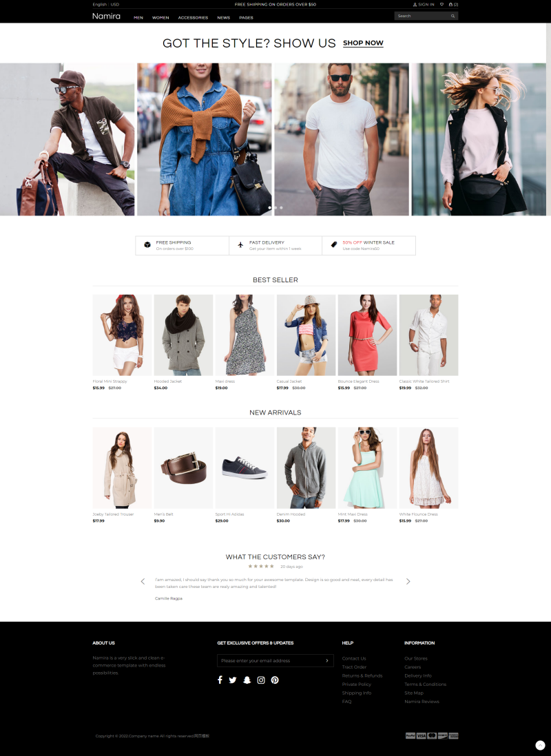 服装电商网站内页设计，服装购物网站设计模板