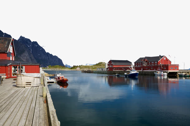 立体建筑挪威北部渔港免抠