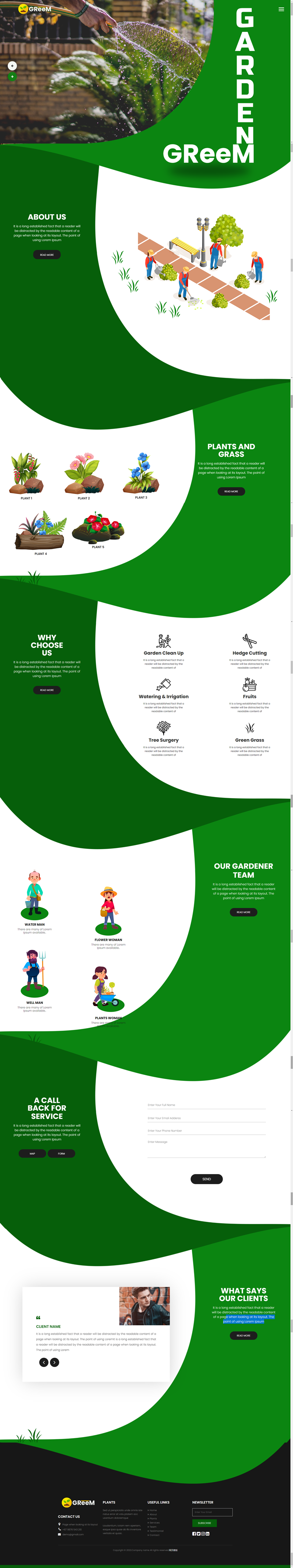 园艺网页设计，绿色园林网站模板