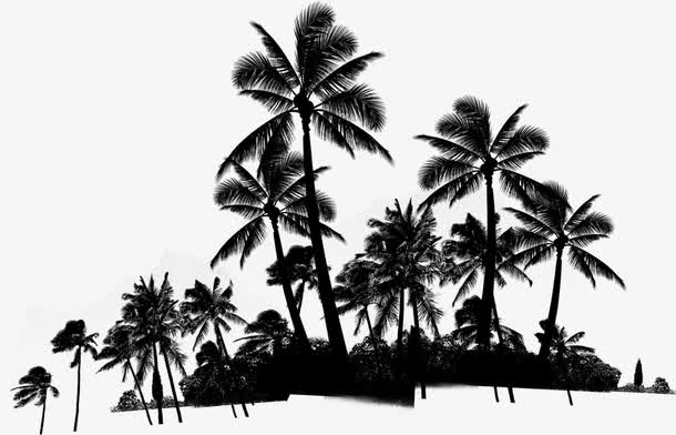 黑色剪影椰子树林
