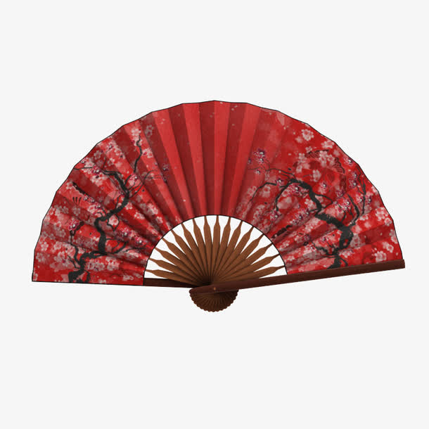 红色梅花日本折扇