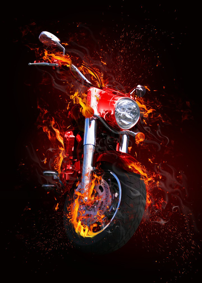 超酷火焰摩托车图片