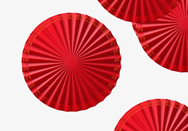 中国风扇子 红色扇形 装饰扇子 过年元素