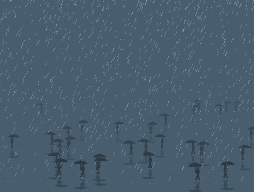 h5动画效果案例，逼真动态雨天素材