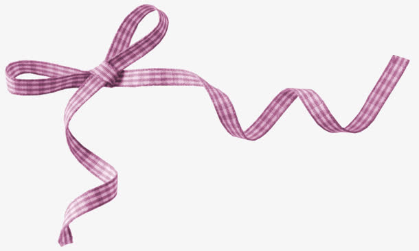 紫色格子彩带蝴蝶结透明PNG图片，高清漂浮元素设计素材下载