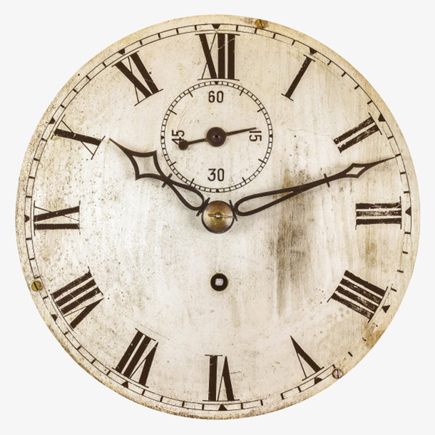 淡棕色圆形木质斑驳的老式时钟实