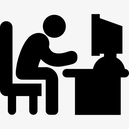 男人打字的电脑桌图标