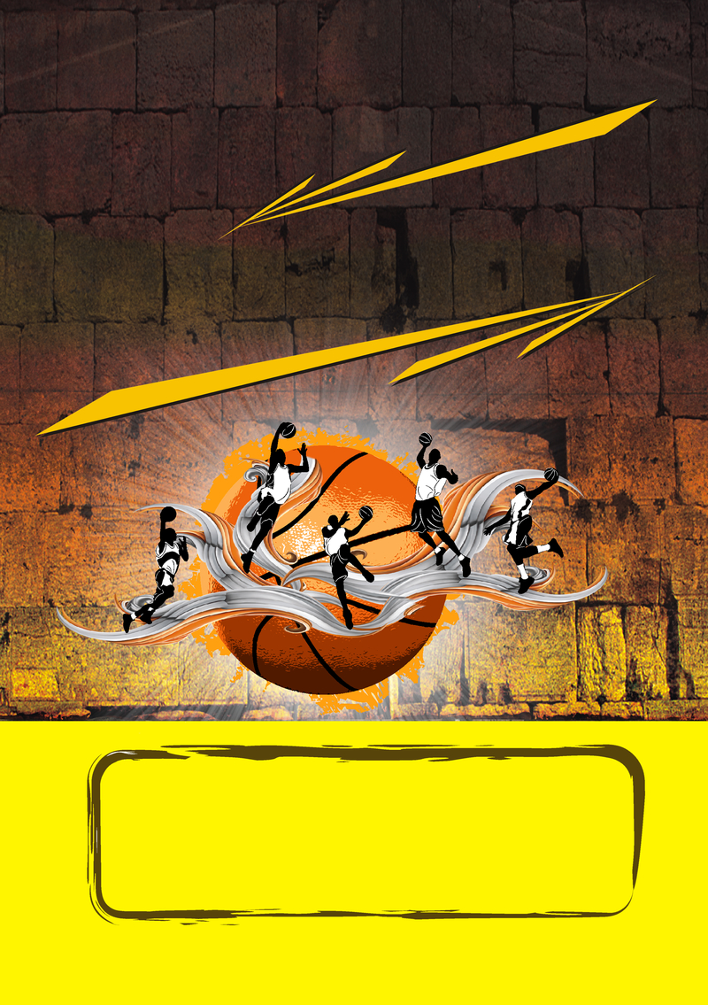激情篮球运动黄色背景素材