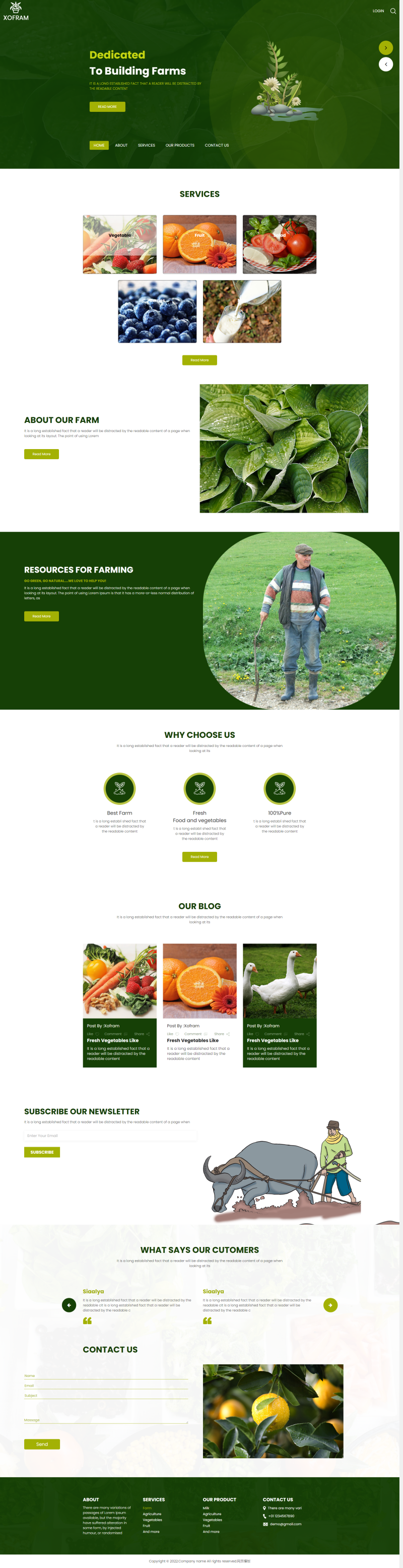 绿色农场网页html，农产品电商网站建设模板