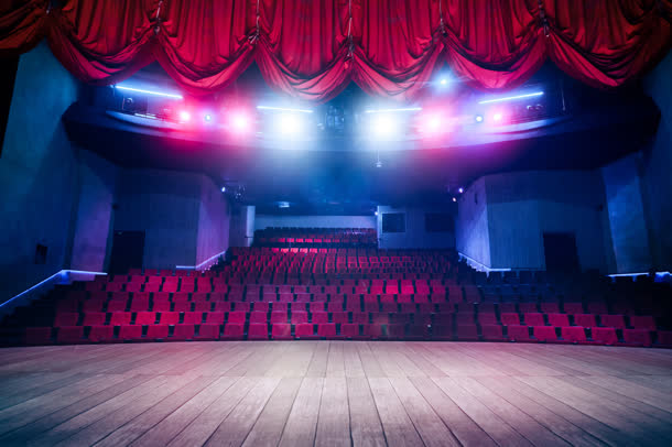 舞台中心太木红色紫色灯光地板
